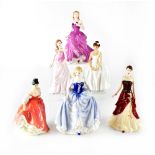 Six Royal Doulton figures to include two from the 'Pretty Ladies Collection',