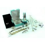 A quantity of silver jewellery variously set, including a pendant necklace,