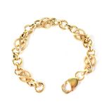A 9ct gold knot and hoop link bracelet, length 19cm, approx 26.3g.