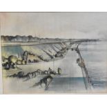 UNATTRIBUTED (20th century British); a pen and wash of Otterspool Promenade, 34 x 48cm,