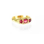 A Victorian 18ct gold ruby and diamond ring,