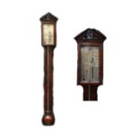 A George III mahogany-cased stick barometer inscribed 'P Ronchoron Wigan', height approx 96cm.