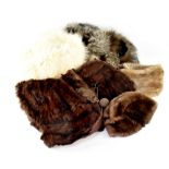 A quantity of furs to include a c1960s fox fur gilet, a 1950s Deanfield London white fox fur wrap,