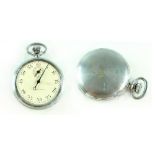 Waltham; a chrome military issue keyless wind open face stopwatch, the case back engraved '05/02.T.