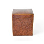 A 19th century bird's-eye maple tea caddy, 16 x 14cm.