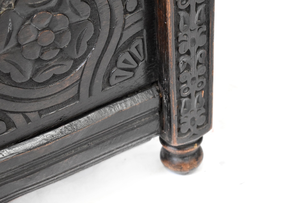 An antique and later carved box seat settle, - Image 5 of 6