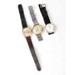 Three vintage gentlemen's wristwatches including a gold-plated Longines example,