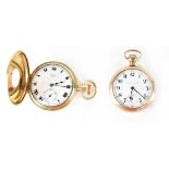 Two gold-plated pocket watches, a Hamilton railroad grade open face,