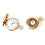 Vertex for Garrard; a 9K gold keyless wind half hunter pocket watch, Birmingham 1951, the dial,
