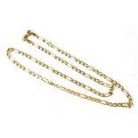 A 9ct gold figaro necklace, length 48cm, approx 7.6g.