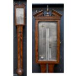 J Pioty; a 19th century mahogany inlaid stick barometer,