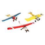 Two vintage model aeroplanes, to include a wooden example of an early 1920s open aeroplane,