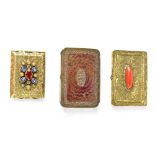 Three various decorative match cases/snuff boxes to include a gem-set example (3).