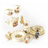 A Royal Doulton 'Bunnykins' children's part tea set and two limited edition figures 'Business