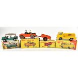 DINKY; a 340 Land-Rover (af), 341 Land-Rover Trailer, 342 Austin Mini-Moke and 436 Atlas Copco