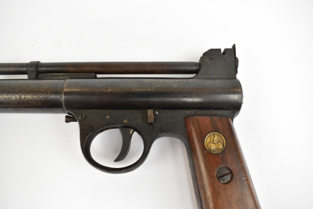 WEBLEY; a ‘Mk I' .22 air pistol, serial no. 36134, length 21cm, and 'Air Pistols', first edition, by - Image 4 of 7