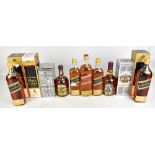 WHISKY; twelve bottles of blended Scotch Whisky comprising five Johnny Walker Black Label (three