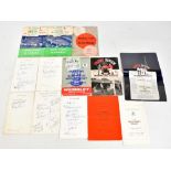 FOOTBALL; a collection of ephemera with dinner menus signed by former Manchester United and