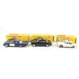 DINKY; a 256 Police Patrol Car, 264 R.C.M.P Patrol Car, and 269 Motorway Police Car, all boxed (