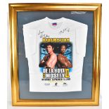 OSCAR DE LA HOYA VS SUGAR SHANE MOSLEY II; an autographed on-site T-shirt, printed with '