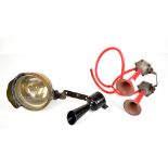 ***WITHDRAWN*** A pair of Italian automobile red plastic air horns, a black example and a vintage