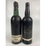 PORT; two single bottles comprising Cockburn's 1963 and Churchill's Crusted Bottled 1987 (2).