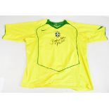 PELE (EDSON ARANTES DO NASCIMENTO); a signed Brazil Nike home shirt, further inscribed 'Best