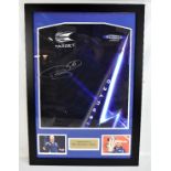 PHIL 'THE POWER' TAYLOR; a signed Target darts shirt with two photographs below and certificate of