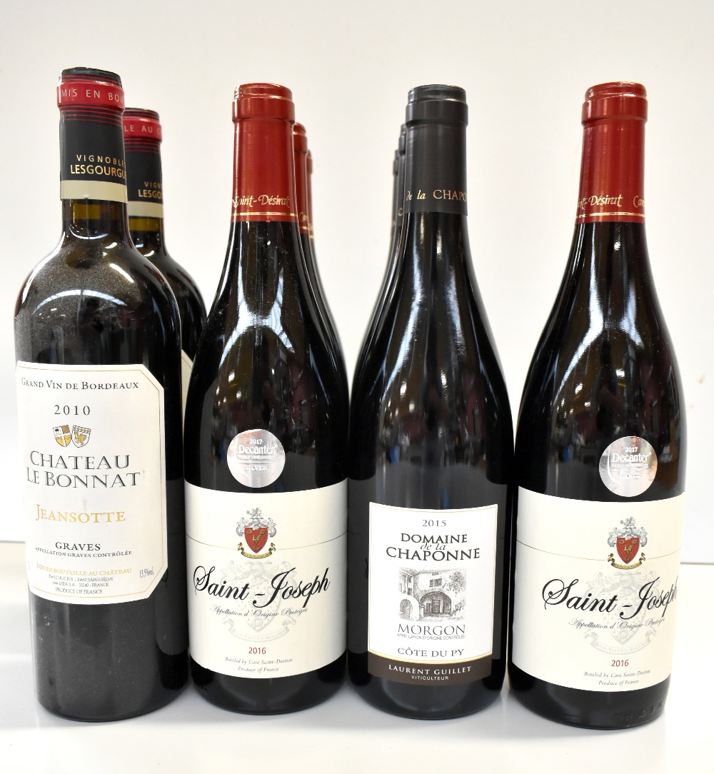 FRANCE; nine bottles of red wine comprising two bottles of Château Le Bonnat 'Jeansotte' 2010