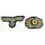 A German WWII Third Reich General Rank cloth breast eagle badge, width 9cm, and a cloth army