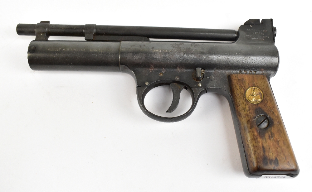 WEBLEY; a ‘Mk I’ .22 air pistol, length 21.5cm. Additional InformationHeavy wear/rusting and