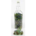 A collection of mid-20th century coloured glass marbles.Additional InformationAll play worn
