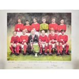 MANCHESTER UNITED; a limited edition print depicting Sir Matt Busby and the 1968 European Cup