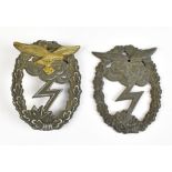 A WWII German Third Reich Luftwaffe Ground Assault Combat badge, 5.6 x 4.5cm, approx 35g, and an