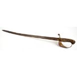 An early 20th century naval officer's sword with shagreen grip and gilt metal guard, length 87cm.