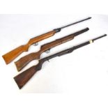 Three air rifles comprising Slavia 620 .177, a Crosman 140 .22 air rifle (af), and another air rifle