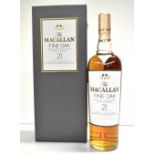 WHISKY; a single bottle of The Macallan 'Fine Oak' Twenty One Years Old single malt Scotch whisky,