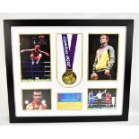 VASYL LOMACHENKO; a framed montage including an autographed replica London 2012 Olympic Games gold