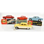 TRI-ANG; three boxed models comprising Ford Zodiac (with driver), Ford Anglia, Rover 3 Litre (with