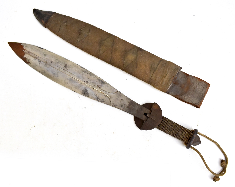 A WWI Welsh trench fighting knife with typical swollen blade, after the model designed by Felix
