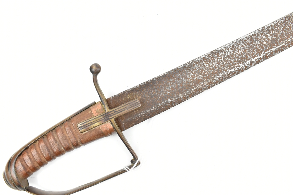 A simple naval cutlass with wooden grip and slightly curved blade, length of blade 65cm, overall - Image 2 of 10