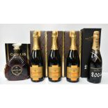 CHAMPAGNE; three bottles of 2004 Veuve Clicquot Ponsardin, a 2004 Moët & Chandon and a single