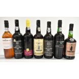 PORT; seven bottles comprising Sandeman 20 Years Old and Original Fine Tawny, two Ramos Pinto LBV