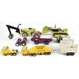 TONKA; a group of loose models comprising Loader, Trencher, Trucks, Trailer and Buggy.Additional
