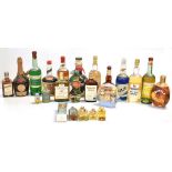 SPIRITS; a mixed group including D.O.M. Benedictine, Blue Curacao, Creme de Bananes, Booth's gin,