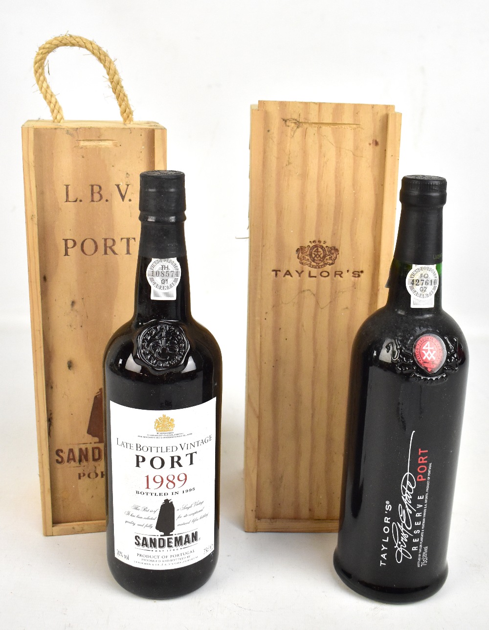 PORT; a 1989 Sandeman LBV, bottled in 1995, and a Taylor's Reserve Port, both fitted in wooden