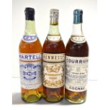 COGNAC; a single bottle of Martell Three Star 'Very Old Pale' Cognac with further Hennessy and