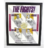 An autographed poster of 'The Fight Hegler vs Mugabi and Hearns vs Shuler Monday March 10, 1986