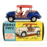CORGI; a boxed 240 Ghia-Fiat 600 Jolly in dark blue with red interior, silvered roof and two