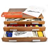 MECCANO; an Outfit No.10 in original wooden three drawer case with Special Models booklets, also a
